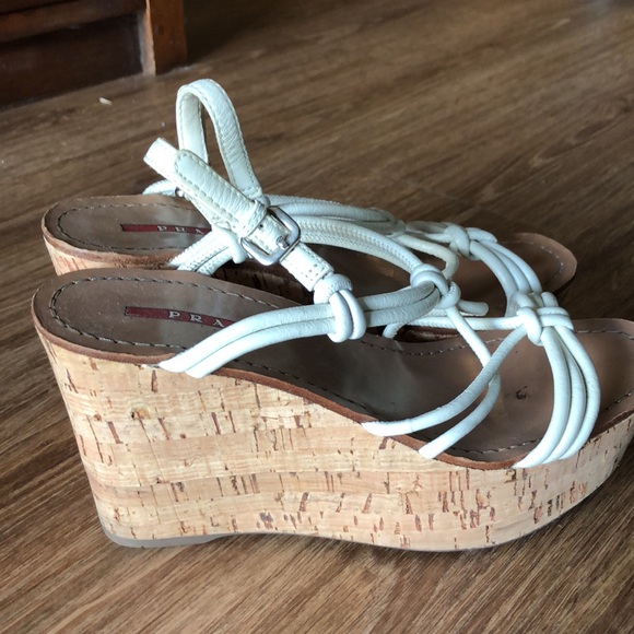 PRADA Wedge Sandals size 37 but can fit 37.5. - Picture 4 of 4